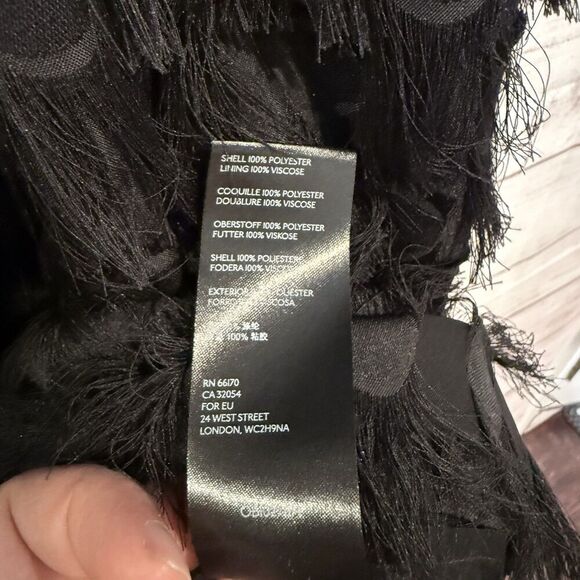 Anthropologie Roxie Black Fringe Mini Dress Textured Sleeveless Size 2 Party - Picture 6 of 10